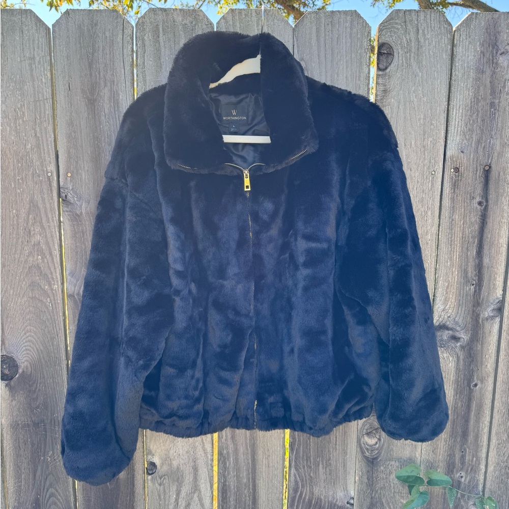Fuzzy faux fur jacket